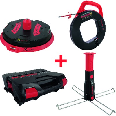 Profi Kabeleinziehgerät für Rohrdurchmesser 16mm - 40mm + X BOARD Profi-Kabelabroller XB 300 (Trommeln, Bundware, Einzeladern) im Systemkoffer von Runpotec