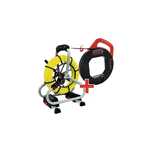 Runpotec Profi-Set Aktion Glasfaserstab Ø 4,5 mm-60 m Gewinde RTG Ø 6 mm Haspel inkl Runpo5 30 m Kabeleinziehsystem, Schwarz von Runpotec