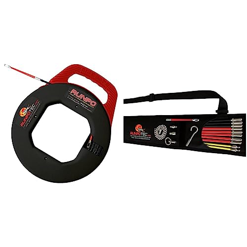 Runpotec RUNPO 20 m, Durchmesser 5,3 mm verdrillt Profi-Kabeleinziehgerät mit Kunststoffbox, 10013 & Runposticks Standard Set 17-teilig, 10016 von Runpotec