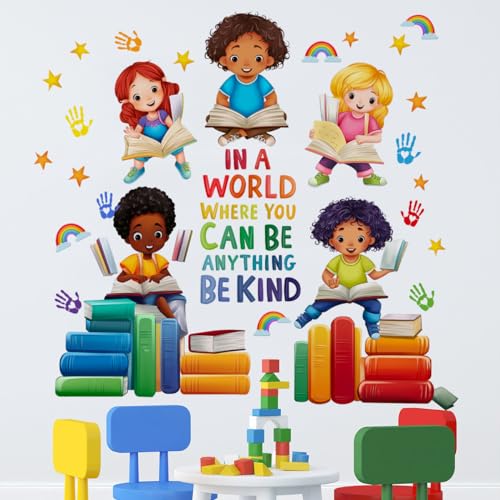 Runtoo Bunte Kinder Gleichheit Wandaufkleber Inspirierende Zitate Buch Wandaufkleber Positiver Spruch Schriftzug Wanddekoration für Kinderzimmer Lesezimmer Klassenzimmer Spielzimmer Kindertagesstätte von Runtoo