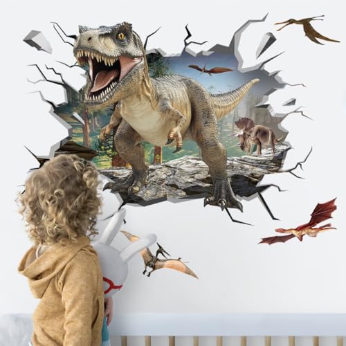 Runtoo Große Dinosaurier-Wandaufkleber zum Abziehen und Aufkleben, 3D-Dinosaurier-Wandaufkleber für Jungenzimmer, Kinderzimmer, Schlafzimmer, Dino-Dekor Runtoo Große Dinosaurier-Wandaufkleber zum Abziehen und Aufkleben, 3D-Dinosaurier-Wandaufkleber für Jungenzimmer, Kinderzimmer, Schlafzimmer, Dino-Dekor von Runtoo