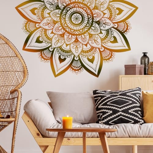 Runtoo Großer Mandala-Wandaufkleber, Boho-Blume, Wandaufkleber für Wohnzimmer, Schlafzimmer, Kopfteil, Yoga, Heimdekoration, DECAL271 von Runtoo