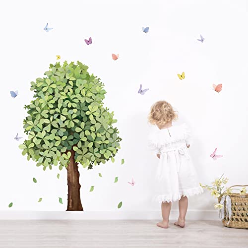 Runtoo Großer grüner Baum Wandaufkleber Pflanze Schmetterling Wandaufkleber für Wohnzimmer Schlafzimmer Klassenzimmer Kinderzimmer Wanddekoration von Runtoo