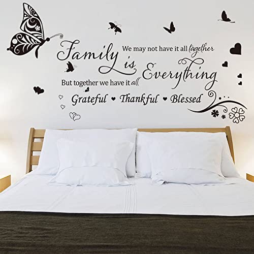 Runtoo Wandaufkleber mit Aufschrift "Family is Everything", inspirierender Schmetterling, für Zuhause, Schlafzimmer, Wohnzimmer, Küche, Wanddekoration von Runtoo