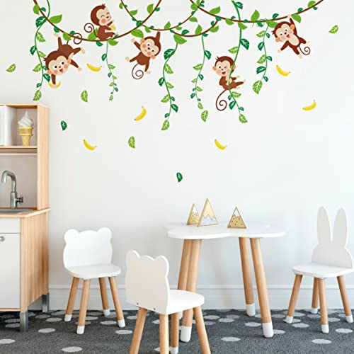 Runtoo Wandaufkleber mit Affenmotiv, Dschungel-Tiere, Wandaufkleber, Baum, Kinderzimmer, Klassenzimmer, Wanddekoration von Runtoo