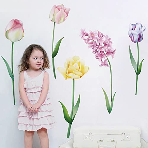 Runtoo Wandtattoo, Motiv: große Blumen, Tulpen, für Schlafzimmer, Wohnzimmer, Kinderzimmer, Heimdekoration von Runtoo