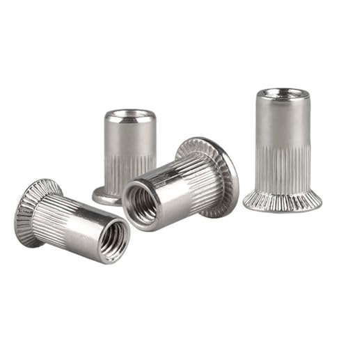 Runxingfu Metrisch 304 Rostfreier Stahl Nietmutter Flacher Kopf Einsatz mit Gewinde Mutterneinsatz Halbhex Senkkopf Rändel-Nutmutter M3 M4 M5 M6 M8 M10 M12 von Runxingfu