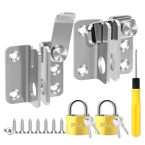 RUNYU® 2er Set Türriegel Abschließbar Schlossriegel Edelstahl Torriegel Klein Türverriegelung für Gartentor Fenster Tür Zaun, mit 2 Vorhängeschloss, 4 Schlüssel von Runyu