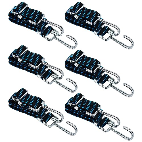 RUNYU Spanngummi mit Haken, 6er-Set Gepäckspanner 55cm Spanngurte Verstellbar Spannband Gummizug Extra Stark Befestigungsgurt Expander Gummiband für Fahrrad Auto Motorrad von Runyu