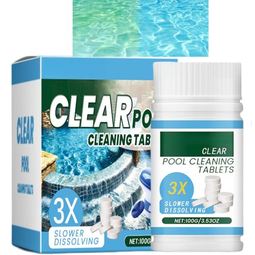 100 g Chlortabletten für Schwimmbad, Whirlpool, Chlor-/E-Tabletten für Whirlpool mit schwimmendem Chlo/Rines Tablettenspender für Schwimmbad, Planschbecken, ol Spa, Poolreiniger von Ruojiar