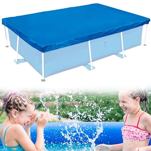 Ruolin Poolabdeckung Rechteckig, Blau Pool Abdeckplane Regensichere Staubdicht UV-beständig für Planschbecken Rechteckig Aufblasbarer Pool und Rectangular Frame Pool (221 x 150 cm) von Ruolin