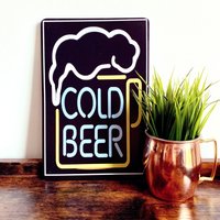 Cold Beer Neon Effekt Metallschild - Dekorative Blechschild Für Kneipe, Bar, Küche, Restaurant, Events , Geburtstagsgeschenk, Housewarming Geschenk von RupandFornCreative