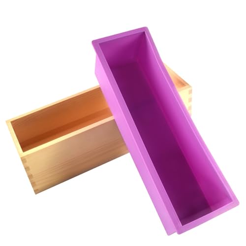 Silikonseifeform mit rechteckiger Holzkiste 1200 ml Form für DIY -Herstellung Vorräte von Ruqingg