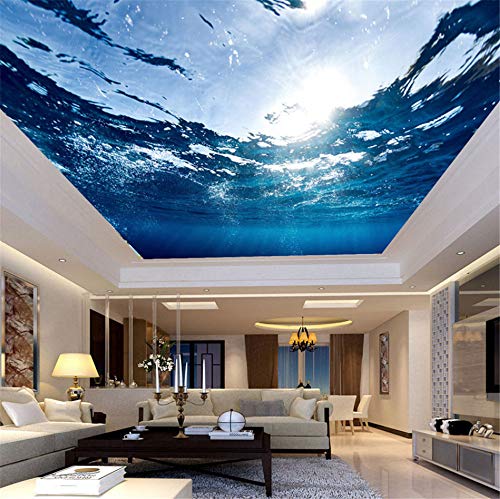 Rureng Fototapete Benutzerdefinierte Große Deckenbild Hd Blau Meerwasser Natur Wallpaper Wohnzimmer Hotel Decke Wandbild Mural 3D-250X175Cm von Rureng