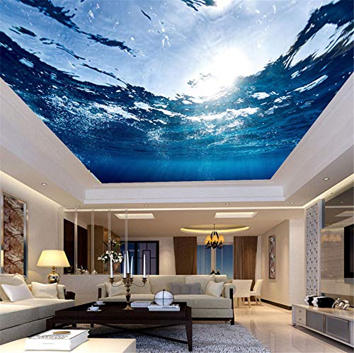 Rureng Fototapete Benutzerdefinierte Große Deckenbild Hd Blau Meerwasser Natur Wallpaper Wohnzimmer Hotel Decke Wandbild Mural 3D-350X250Cm von Rureng