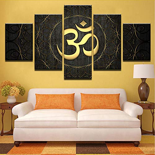 Rureng Malerei Wandkunst Modulare Hd Gedruckt Leinwand 5 Panel Buddha Om Yoga Wohnzimmer Bilder Home Decoration Moderne Poster-40X60 / 80/100 Cm von Rureng