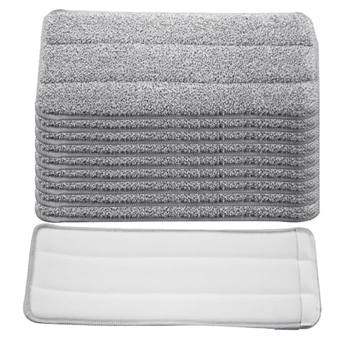Ersatz Mop Pads, 10 Stück Mop Microfaser Reinigung Pads, flach, Wischmopp-Reinigungskissen für Zuhause, Büro, Hartholz, Marmor, Fliesen, 33 x 12 cm von Rurunklee