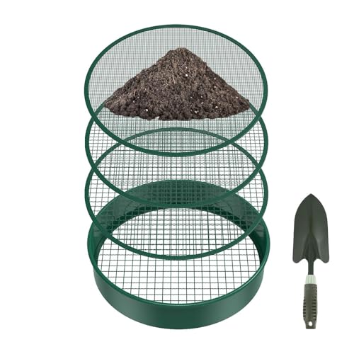 Gartenarbeit Metallsieb | Sandboden Kompost Sieb Metallsieb | Anfänger Profis Ausrüstung mit 4 Filtergitter und Schaufel für Ackerland, Gewächshaus von Rurunklee