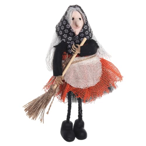 Halloween Hexe Puppe mit Besen, 17,8 cm Schürze Halloween Hexe Figuren Ornament für Partys, Karneval, Heimdekoration Halloween Hexe Puppe mit Besen, 17,8 cm Schürze Halloween Hexe Figuren Ornament für Partys, Karneval, Heimdekoration von Rurunklee