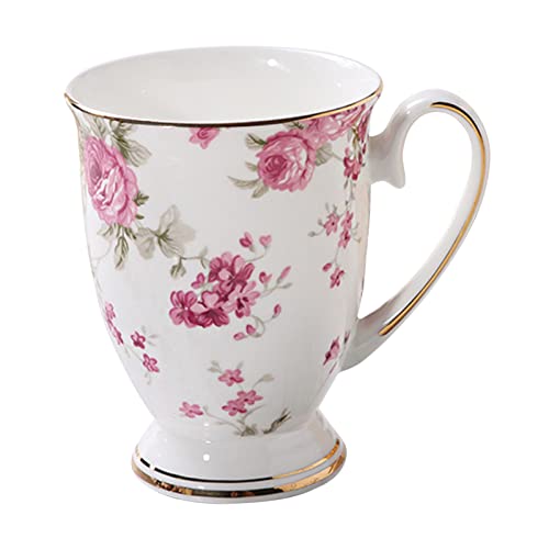 Mug Tasse Tee/Kaffee Becher Floral Ambiente Porzellan Becher Bone China, Mug, Tasse, Fuer Tee Oder Kaffee, 300ml einfache Keramik Porzellan Kaffeetasse Becher mit Griff von Rurunklee