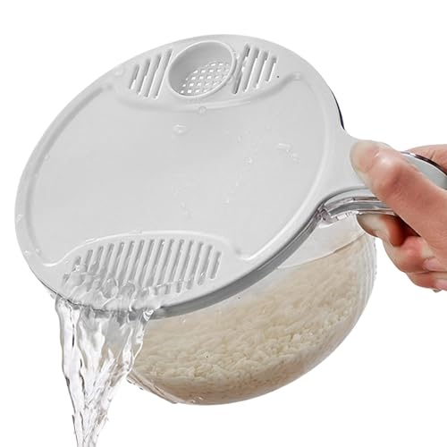 Reis Waschschüssel mit Sieb Kunststoff Sieve Reis Waschfilter Siebkorb mit Griff und Deckel Bohnen Sieve Abtropffläche Reinigung Reis Waschschüssel mit Sieb Kunststoff Sieve Reis Waschfilter Siebkorb mit Griff und Deckel Bohnen Sieve Abtropffläche Reinigung von Rurunklee