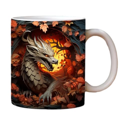 Rurunklee Chinesischer Drache Kaffeetasse 2024 - Keramik, 350 ml, Jahr des Drachen 2024, für Frauen und Männer, Kaffeeliebhaber, Milchtee Liebhaber von Rurunklee