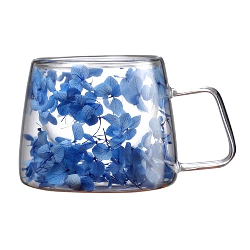 Rurunklee Doppelwandiger Thermoglas mit Getrockneten Blumen 200ml, Latte Macchiato Gläser, Isolierte Kaffeetassen, Bargeschirr, Trinkgeschirr von Rurunklee