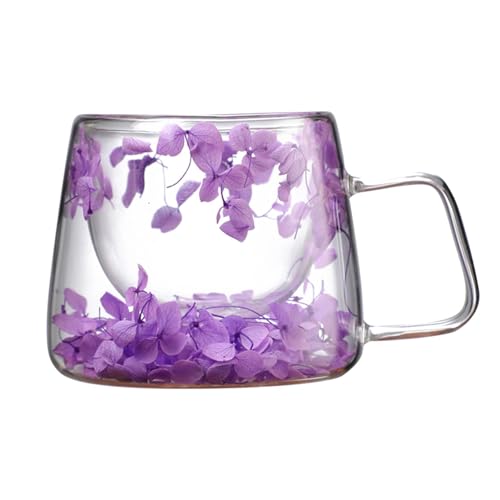 Rurunklee Doppelwandiger Thermoglas mit Getrockneten Blumen 200ml, Latte Macchiato Gläser, Isolierte Kaffeetassen, Bargeschirr, Trinkgeschirr von Rurunklee
