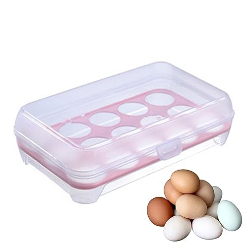 Rurunklee Eieraufbewahrungsbehälter | Eierablagespender mit 15 Fächern für den Kühlschrank - Stapelbarer Eierträger-Box-Spenderbehälter mit Deckel für Küche, Reisen, Camping von Rurunklee