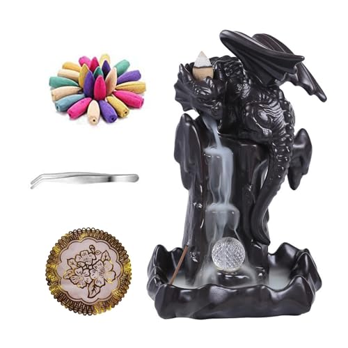 Rurunklee Rückfluss-Räuchergefäß – handgefertigtes Keramik-Räuchergefäß mit LED-Lichtern – perfekt für Zuhause, Duftdekoration, Aromatherapie-Ornament von Rurunklee