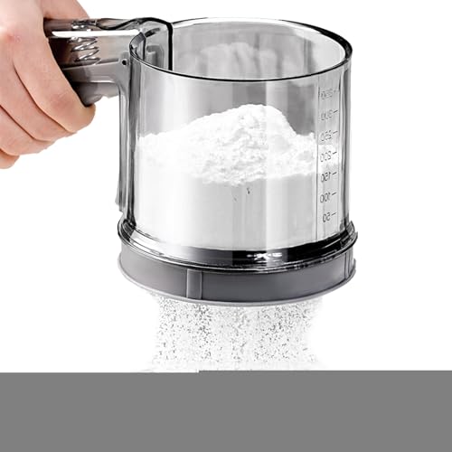 Sieb zum Backen | Feinmaschiges Sieb Mehl Staubwedel | Sieb halbautomatisch Edelstahl Staubwedel für Küche Restaurant Kochutensilien Kuchen Zucker von Rurunklee