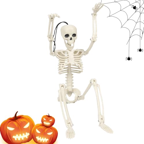 Skelett-Halloween-Dekoration – Halloween-Ganzkörper-Skelett – 7 m bewegliche Gelenke, menschliche Knochen, Ornament für Garten, Wohnheim, Spukhaus, Terrasse, von Rurunklee