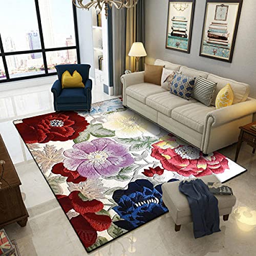 Designer Moderner Teppich Wohnzimmer Teppich 3D große Blumen und Blumen rutschfest Waschbar Einfach zu Säubern 200×300CM (6ft6 x9ft10) von Rururug