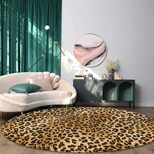 Modern Designer Runden Groß Teppiche Leopard-Druck-Wildtier-Haut für Wohnzimmer Kinderteppiche Flauschige Runden Groß Schutzmatten ø 110CM von Rururug