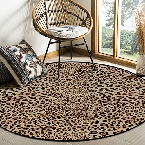 Runden Teppiche Weich Groß rutschfest Waschbar Teppich Sexy Leopard für Wohnzimmer Kinderteppiche Flauschige Runden Groß Schutzmatten ø 100CM von Rururug