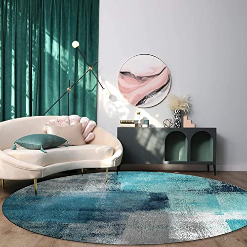 SRTJURFG Runden Teppiche Weich Groß rutschfest Waschbar Teppich Türkis und graue abstrakte Kunstmalerei für Wohnzimmer Kinderteppiche Flauschige Runden Groß Schutzmatten ø 130CM SRTJURFG Runden Teppiche Weich Groß rutschfest Waschbar Teppich Türkis und graue abstrakte Kunstmalerei für Wohnzimmer Kinderteppiche Flauschige Runden Groß Schutzmatten ø 130CM von Rururug