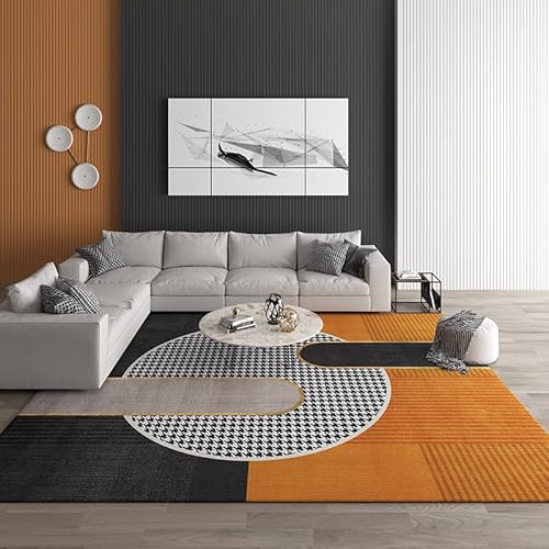 Rururug Designer Teppich Moderner große Wohnzimmer Teppich Flur Schlafzimmer Hauptdekoration Anti Rutsch Teppich Modernes Geometrisches Patchwork Orange 180 x 280 cm von Rururug