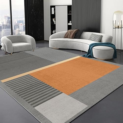 Rururug Designer Teppich Moderner große Wohnzimmer Teppich Flur Schlafzimmer Hauptdekoration Anti Rutsch Teppich Modernes Geometrisches Patchwork Orange 180 x 280 cm von Rururug