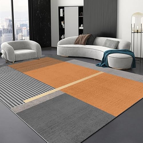 Rururug Designer Teppich Moderner große Wohnzimmer Teppich Flur Schlafzimmer Hauptdekoration Anti Rutsch Teppich Modernes Geometrisches Patchwork Orange 180 x 280 cm von Rururug