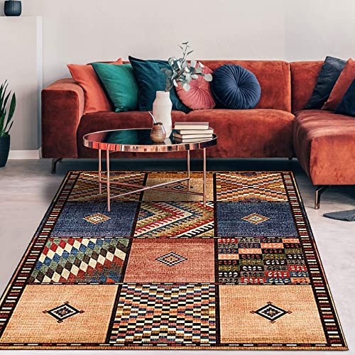 Rururug Designer Teppich Moderner große Wohnzimmer Teppich Flur Schlafzimmer Hauptdekoration Anti Rutsch Teppich Retro geometrisches Plaid 160 x 160 cm von Rururug