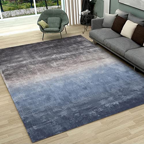 Rururug Designer Teppich Quadratisch Kurzflor Moderner Orientteppich Klassisch Gemustert Ornamente für Wohnzimmer Schlafzimmer Kinderzimmer, Farbverlauf blau grau abstrakt 200 x 200 cm von Rururug