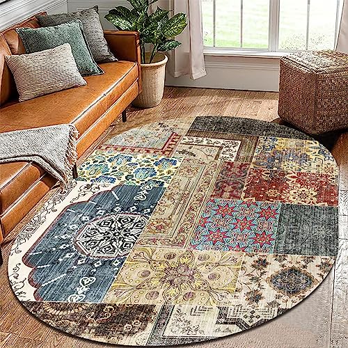 Rururug Große ovale Teppiche, rutschfeste Rückseite Weicher Strapazierfähiger Teppich Wohnzimmer Esszimmer Home Decorator Geometrisches florales Patchwork, 160 x 280 cm von Rururug