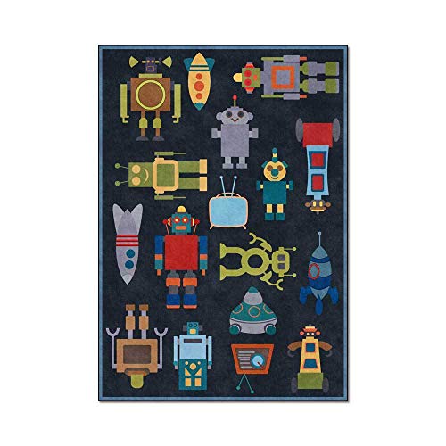 SRTJURFG Kinderteppich große Baby-Spieldecke modernen Design Baby Krabbeldecke Niedlicher Cartoon-Roboter dunkelblau 80x120CM SRTJURFG Kinderteppich große Baby-Spieldecke modernen Design Baby Krabbeldecke Niedlicher Cartoon-Roboter dunkelblau 80x120CM von Rururug