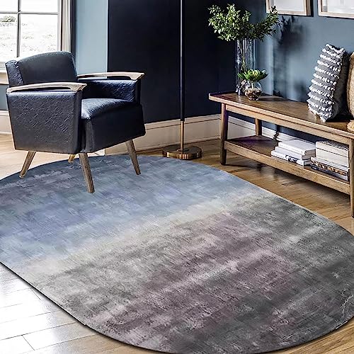 Rururug Moderne Teppiche Kurzflor Teppich Verwendet für die Bodendekoration von Schlafzimmer Wohnzimmer Flur Oval blaugrau abstrakt 170 x 280 cm von Rururug