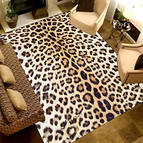 Rururug Moderne Teppiche Kurzflor Teppich Verwendet für die Bodendekoration von Schlafzimmer Wohnzimmer Flur brauner Leopard 140 x 160 cm von Rururug
