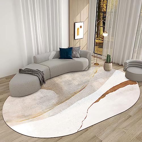 SRTJURFG Moderner ovaler Teppich Wohnzimmer große Teppiche Innenbereich rutschfeste Teppich Bodenmatte Geometrische abstrakte Streifen, 200 x 300 cm SRTJURFG Moderner ovaler Teppich Wohnzimmer große Teppiche Innenbereich rutschfeste Teppich Bodenmatte Geometrische abstrakte Streifen, 200 x 300 cm von Rururug