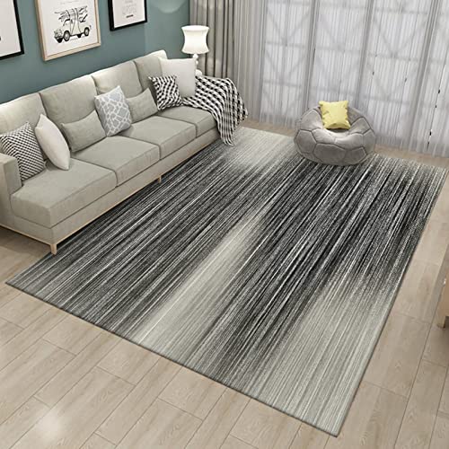 Rururug Rechteckig Teppich Kurzflor Waschbarer Schlafzimmer Dekoration Aesthetic Wohnzimmer Carpet Living Room Indoor Outdoor, Schwarz-Weiß-Gradientenlinien abstrakt 140 x 200 cm von Rururug