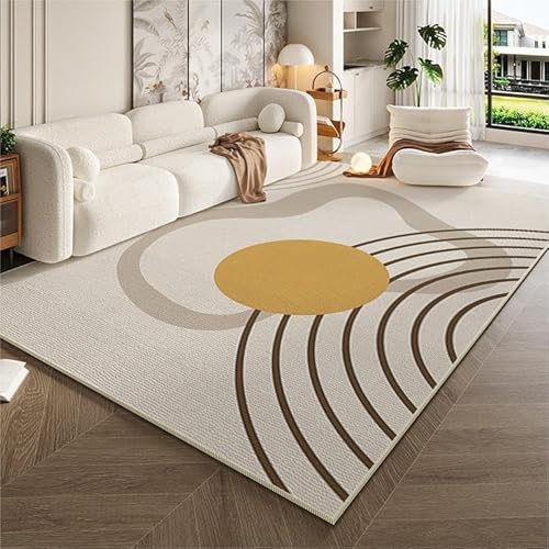 Rururug Teppich Groß für Wohnzimmer Modern Designer In-und Outdoor Teppich Kurzer Plüsch Teppiche Dekorative Abstrakte Geometrische Linien Braun 70 x 140 cm von Rururug