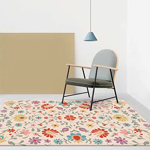 Rururug Teppich Läufer Flur Teppichläufer Weich Kurzflor Flurläufer rutschfest Waschbar Teppichläufer Teppiche Korridor，rot gelb blau floral rustikal 100 x 100 cm von Rururug