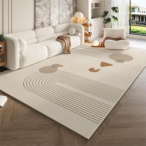 Rururug Teppich Moderne Wohndekoration großer Teppich weich rutschfest Fußmatte für Wohnzimmer Küche Schlafzimmer Abstrakte Geometrische Linien Braun 100 x 160 cm von Rururug